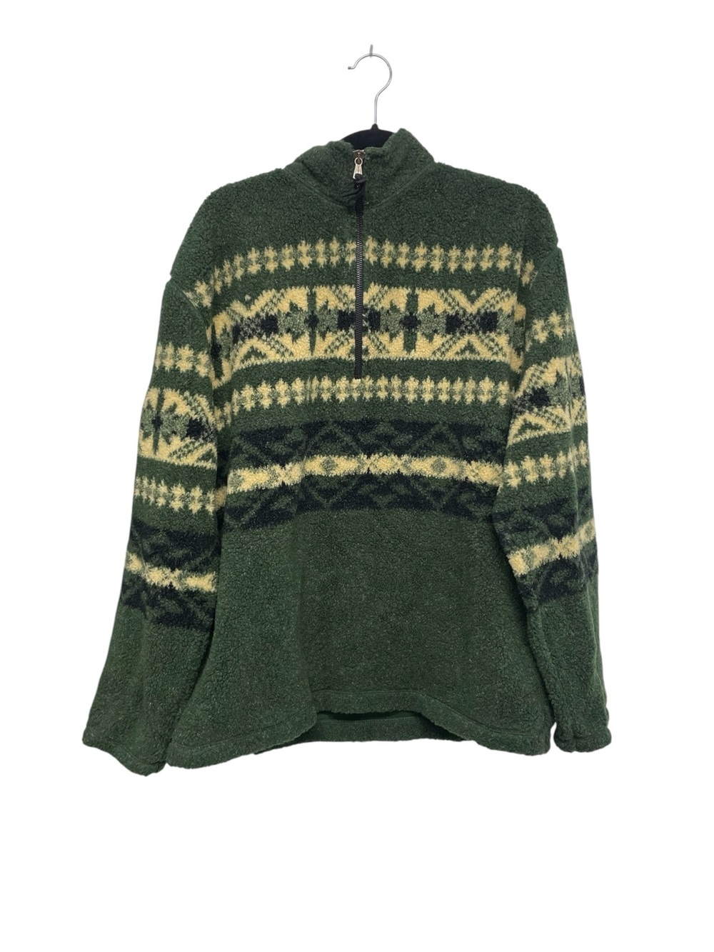 POLO SPORT RALPH LAUREN Men's Green Fair Isle Half-Zip Fleece Pullover Sweater
